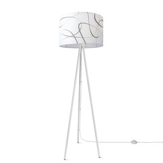 Paco Home Paco Home L&aacute;mpara Pie Sal&oacute;n Pantalla Tela L&aacute;mpara Pie Lectura Abstracta Vintage Dise&ntilde;o 3 (&oslash;45,5 Cm), L&aacute;mpara De Pie Tr&iacute;pode - Blanco
