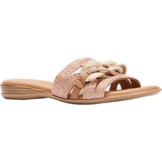 Andr&eacute; Assous Neela Slide Sandal in Cognac Raffia at Nordstrom, Size 10