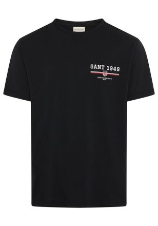 GANT T-Shirt GANT GRAPHIC SS T-SHIRT, Herren, Gr. L, schwarz, Jersey, Obermaterial: 100% Baumwolle, regular fit, Rundhals, Shirts T-Shirt, Print, Rundhals