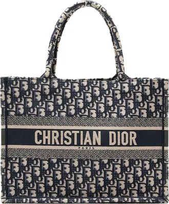 Dior Blue Canvas Oblique Medium Book Tote (Authentic Pre-Loved)