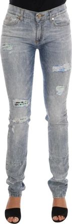 Versace Jeans Couture Torn Stretch Slim Fit Jeans - Dames - Slim Fit Jeans - Grijs - W26 - Katoen - Jeans