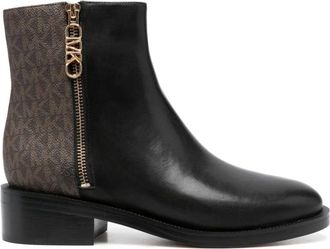 Michael Kors Zwarte Platte Bootie - Dames - Enkellaarsjes - Zwart - 38 1/2 EU - Leer - Schoenen