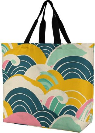 Generic Retro Japanese Pattern Handbag Waterproof Shopping Bag Foldable Shopping Bags For Work Travel Yoga