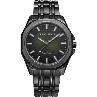 Perry Ellis Solar Powered 3-Hand Quartz Bracelet Watch, 41mm in Gunmetal at Nordstrom Rack