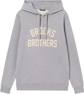 Brooks Brothers Terry Logo-Geborduurde Hoodie - Heren - Hoodies - Grijs - XS - Katoen - Hoodies & sweatvesten