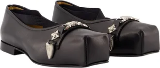 Toga Archives Womens Aj1343 Ballerinas - Toga Pulla Leather Black Cowhide Shoes Flat-Shoes