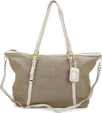 Prada Beige Canvas Tote Bag (Pre-Owned)