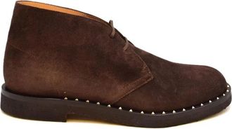 Valentino Garavani Laarzen met veters - Heren - Veterlaarzen - Bruin - 42 EU - Su&egrave;de - Schoenen