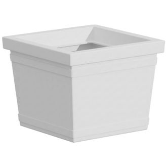Monacis Jarr&oacute;n Cuadrado Decorativo Cl&aacute;sico Tradicional De 48x48 Cm Y 38 Cm De Alto, Fabricado En Pol&iacute;mero Blanco Resistente Para Plantas De Jard&iacute;n Y Terraza