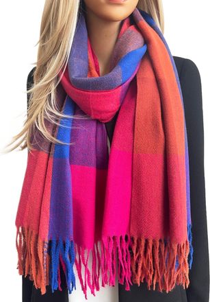 The Accessory Co. Tartan Scarf Checked Blanket Scarf Women, Oversized Scarf Shawl Wrap, Ladies Scarves, Rainbow Plaid Scarf Long Large Warm Winter Scarf, Colour Block, 