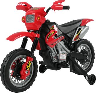 OEM Moto Electrica Infantil Bateria 6v Recargable Ni&ntilde;os 3+ A&ntilde;os Cargador Y Ruedas Apoyo 102x58x66 Cm Color Rojo