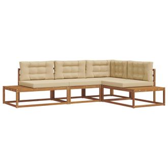 vidaXL Conjunto De Sof&aacute;s De Exterior Natural Y Beige Vidaxl