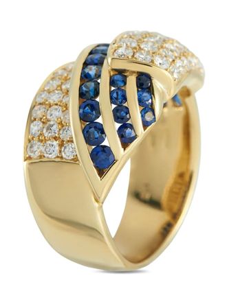Luxury Bazaar 18K yellow gold diamond sapphire ring - women - 18kt Yellow Gold/Diamond/Blue Sapphire - One Size