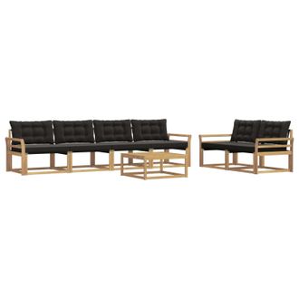 vidaXL Conjunto De Sof&aacute;s De Exterior 7 Pcs Blanco Y Negro Vidaxl