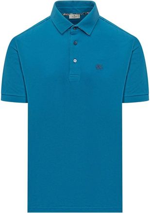 Etro Polo shirt met logo-borduursel - Heren - Polos - Blauw - S - Katoen - Tops