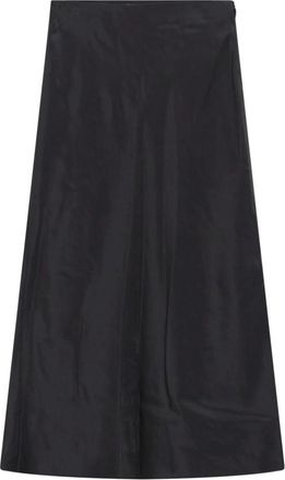Vince Satin Midi Rok - Dames - Midirokken - Zwart - XL - Leer - Rokken