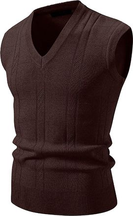 Generic Mens Sleeveless Jumpers & Knitted Gilets Mens Sleeveless Vest Twisted Knitted Pullover Regular Fit Winter Knitted Vest Waistcoat Sweater