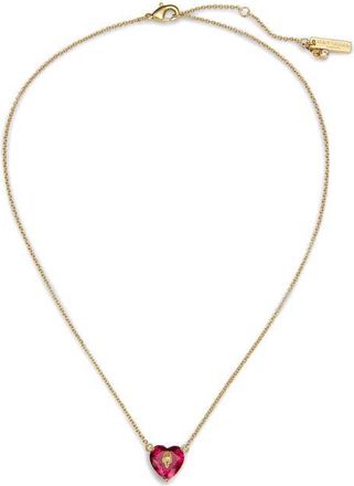 Kurt Geiger Crystal Heart Pendant Necklace in Gold/Pink at Nordstrom