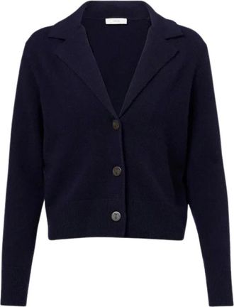 Vince Truien & Vesten, Dames, Blauw, L, Cardigan Revers Knoop