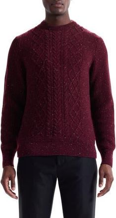 Bugatchi Cable Stitch Crewneck Wool Blend Sweater in Burgundy at Nordstrom Rack, Size Xx-Large