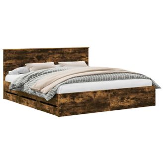 vidaXL Estructura De Cama Roble Ahumado 180 X 200 Cm Madera Ingenieril Vidaxl