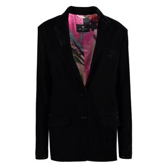 Etro Jassen, Dames, Zwart, S, Leer, Velvet Blazer