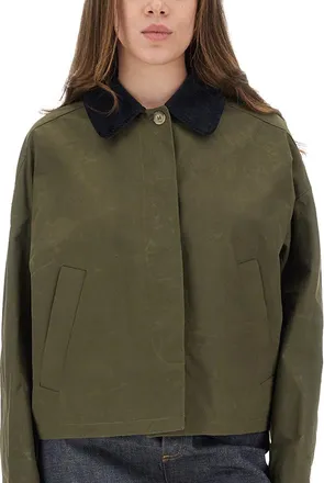 A.P.C. Cropped Boxy Cut Cotton Jacket - Green