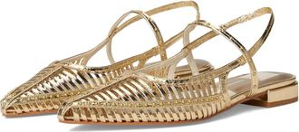 Dolce Vita Womens Dolce Vita Phinly Ballet Flat Gold Distressed Leather Cut-Out GAL1181