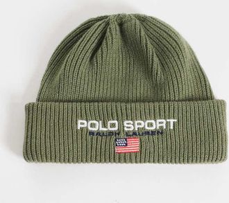 Polo Ralph Lauren berretto con logo sport in kaki-Verde