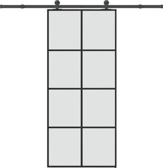 vidaXL Vidaxl - Puerta Corredera Con Set Herrajes Vidrio Esg Aluminio 90x205 Cm