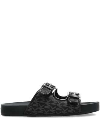 Michael Michael Kors Byers buckle slides - women - Polyester/Polyester/Rubber - 6.5 - Black
