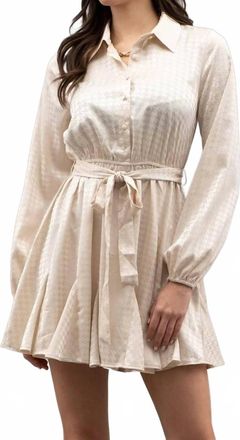Blu Pepper Toast Houndstooth Dress In Champagne