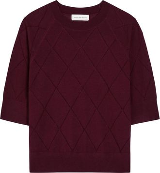 Dries Van Noten Tuan Diamond-stitch Merino Wool top - Bordeaux - S (UK8-10 / S)