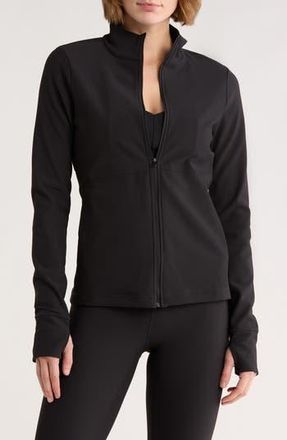 Zella Perform Rib Jacket in Black at Nordstrom Rack, Size X-Large