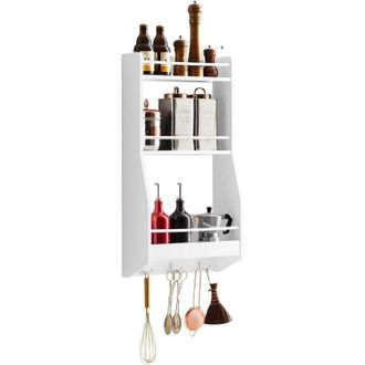 SoBuy Wall Mounted Shelf Rack with 3 Shelves & 3 Hooks,KCR12-W - Sobuy
