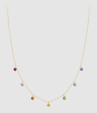 LA BRUNE & LA BLONDE Collier Confetti 7 Rubis Saphir Tsavorite Am&eacute;thyste Or Jaune