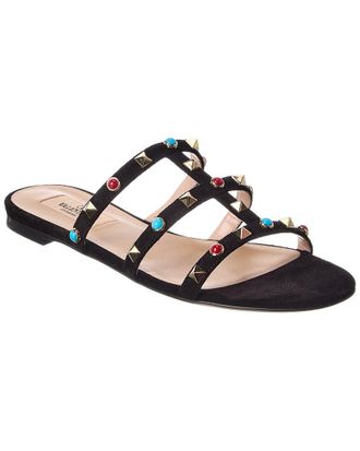 Valentino Rockstud Caged Suede Sandal