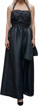 DKNY Halter Neck Textured Maxi Dress In Black