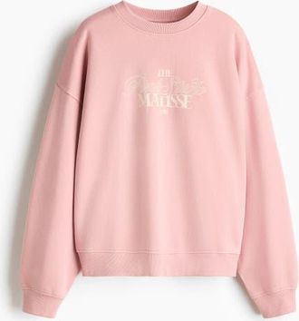 H&M Oversized Print-motif Sweatshirt in Pink/matisse at Nordstrom, Size Xx-Large