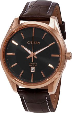 Citizen Quartz Black Dial Brown Leather Ladies Watch BI1033-04E