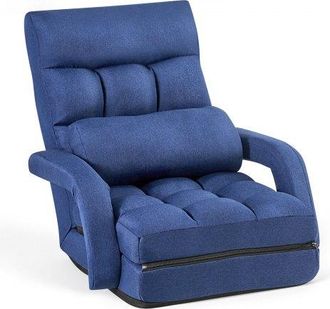 OEM Sill&oacute;n De Suelo Relax, Sill&oacute;n Reclinable Con Respaldo Y Reposabrazos, Ajustable En 5 Posiciones, Coj&iacute;n De Soporte, Marco De Metal Tapizado De Lino, Pa