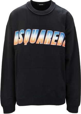 Dsquared2 Heren Pullover Sweatshirt met Glitter Print - Heren - Sweatshirts - Zwart - L - Katoen - Hoodies & sweatvesten