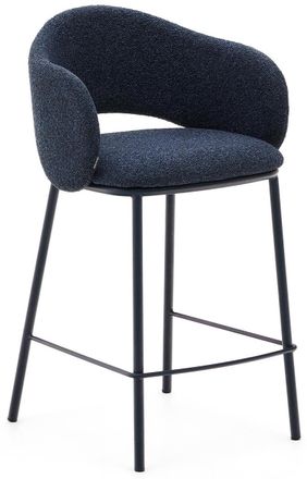 K Home Design Barstuhl Mainno mit Armlehnen - Chenille Dunkelblau