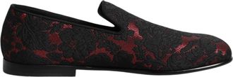 Dolce & Gabbana Rood Zwart Jacquard Instapper Heren Loafers Schoenen