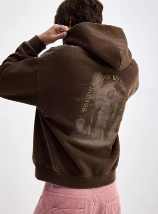 Djab Mens Latin inscription faded hoodie