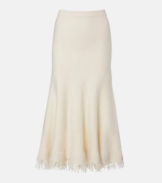Bottega Veneta Fringed wool midi skirt