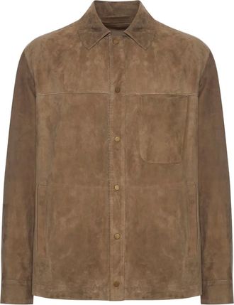 Salvatore Santoro Giacca-camicia in pelle scamosciata - Marrone