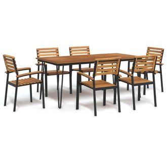 vidaXL Juego De Comedor De Jard&iacute;n 7 Pzas Madera Maciza Acacia Y Metal Vidaxl