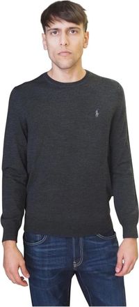 Ralph Lauren Lichtgewicht Merino Wol Crew-Neck Trui - Heren - Ronde hals truien - Grijs - M - Wol - Truien & Vesten
