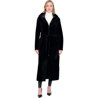 Gorski Reversible Textured Genuine Shearling Coat in Black/black at Nordstrom, Size X-Small